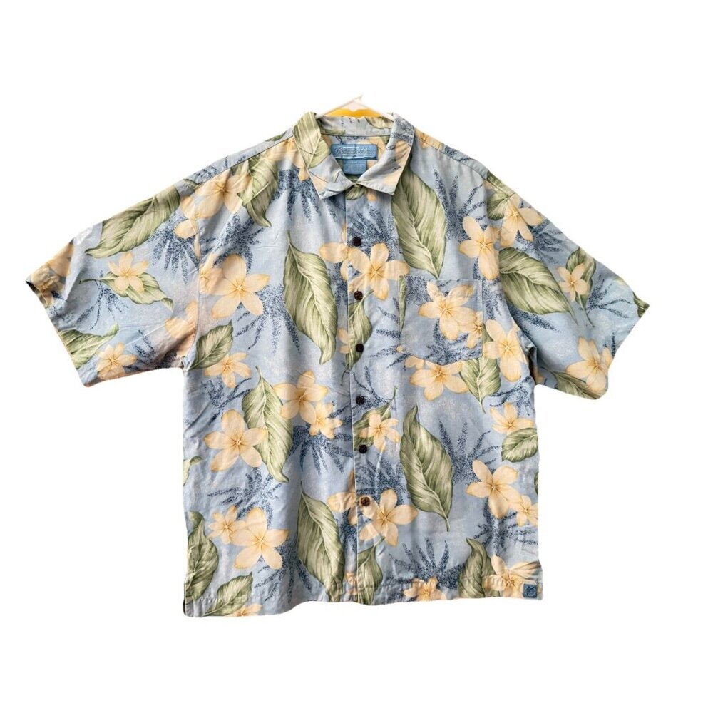 Bermuda Bay Short Sleeve  Coastal‎ Hawaiian Shirt Men's Size Large   100% Silk